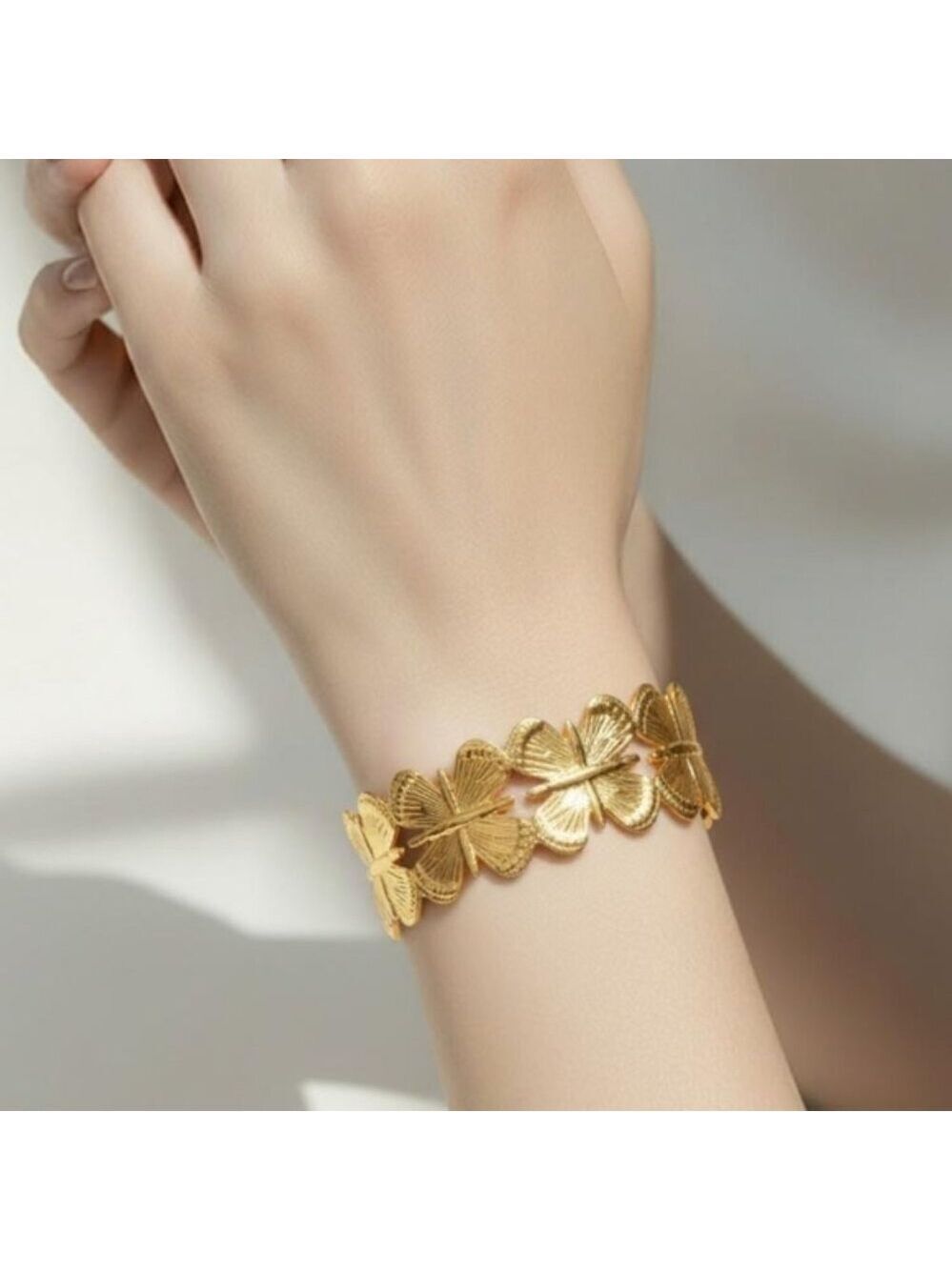 Golden Butterfly Open Bangle Luxury 304 Stainless Steel Bracelet Bangle